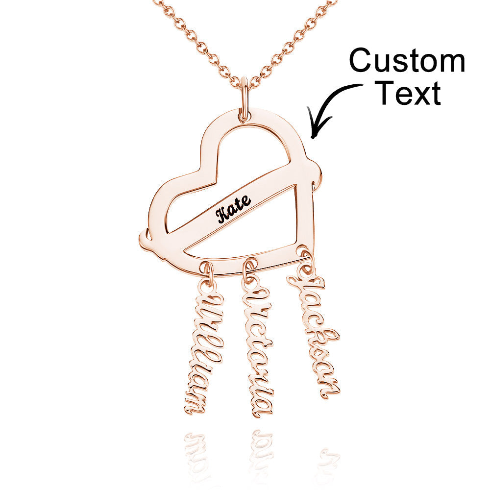 Personalised Engraved Dream Catcher Heart Necklace with Names Pendant Unique Gifts - soufeeluk