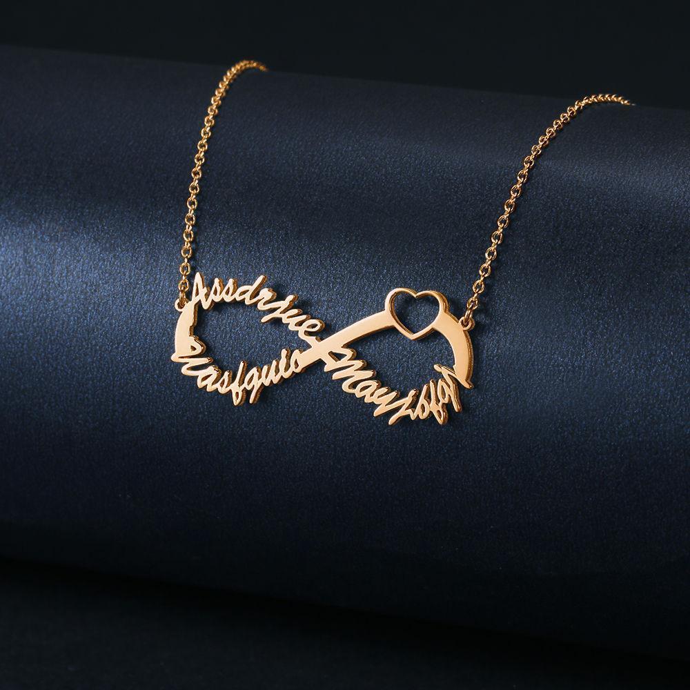 Infinity Three Name Necklace Rose Gold Plated