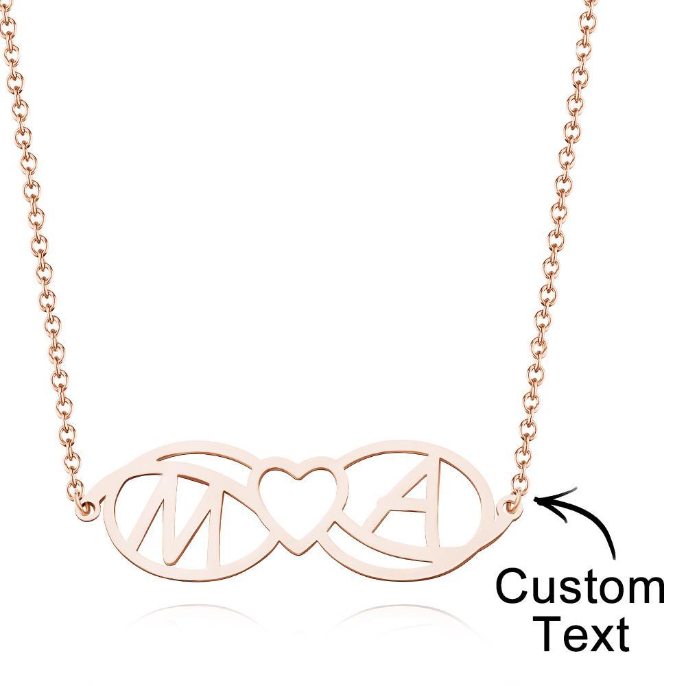 Love Name Necklace Personalised Love Heart Infinite Initials Necklace Gift for Her - soufeeluk