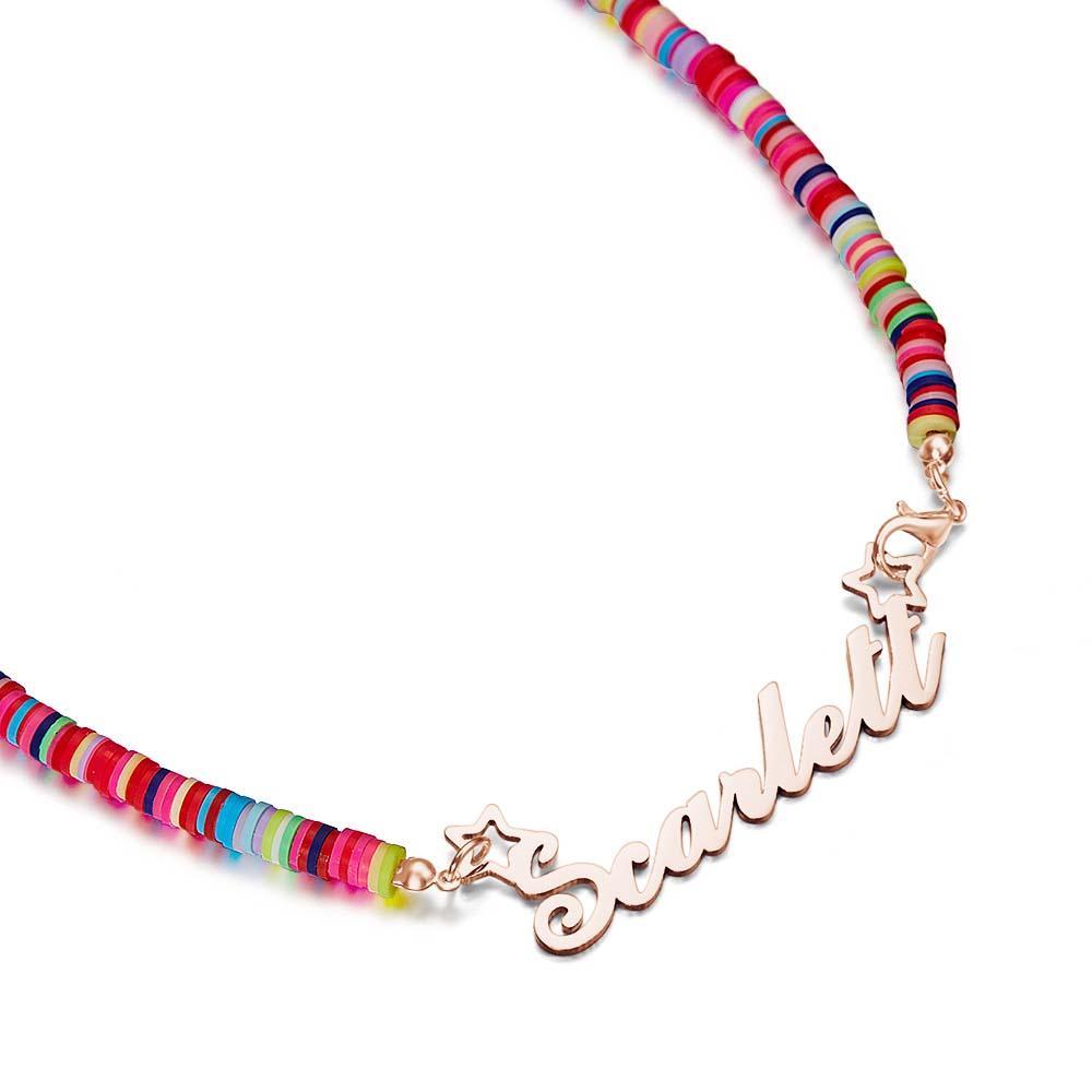 Rainbow Magic Girls Name Necklace Personalised Children Nameplate Necklace Gift - soufeeluk