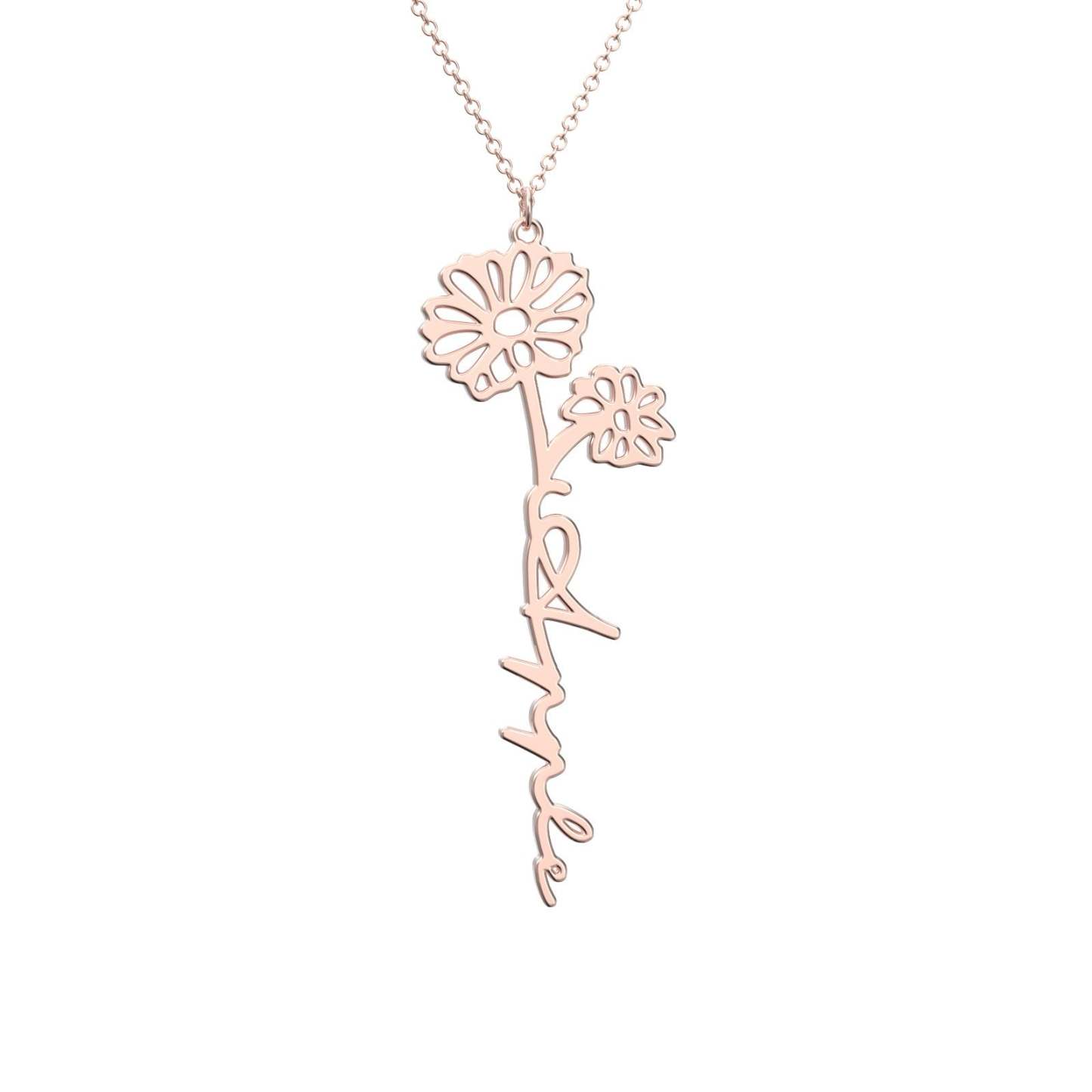 Birthflower Name Necklace Gift, Custom Name Necklace, The Best Gift For You - soufeeluk