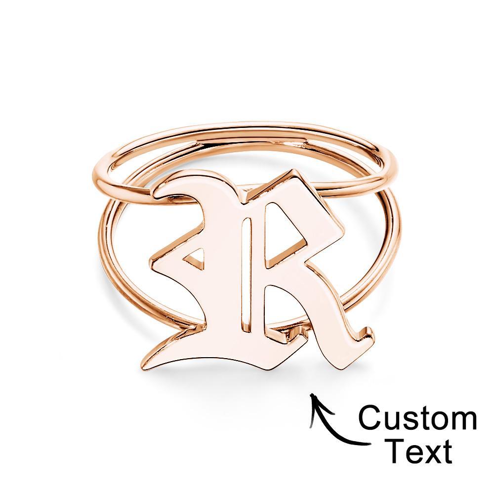 Old English Initial Custom Gothic Ring Personalised gift Ring - soufeeluk