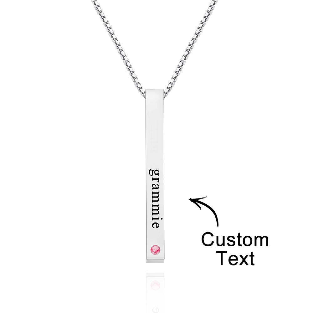 Custom Engraved Birthstone Necklace Bar Simple Gifts - soufeeluk