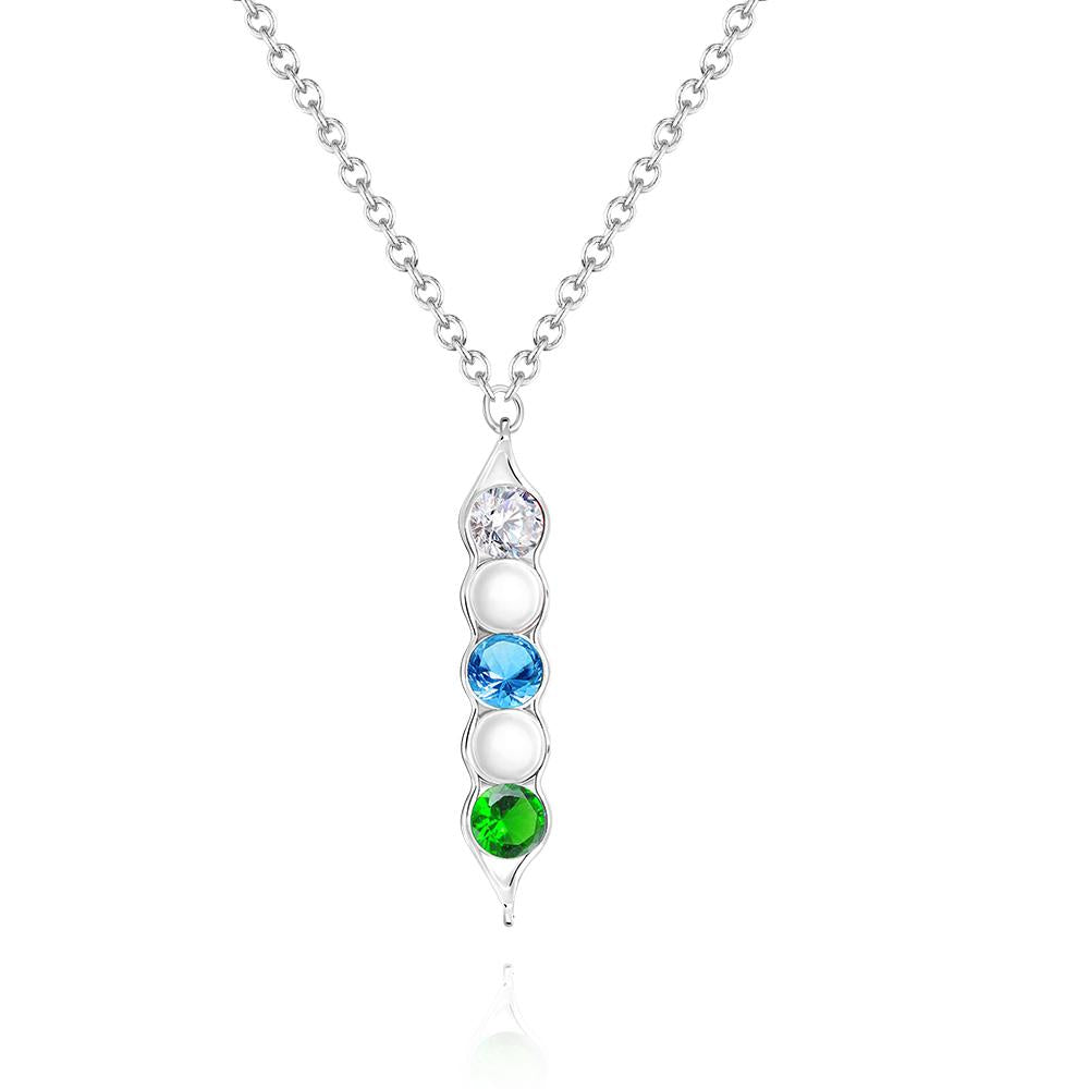 Peas in a Pod Birthstone Necklace Stylish Pendant Gifts for Her - soufeeluk
