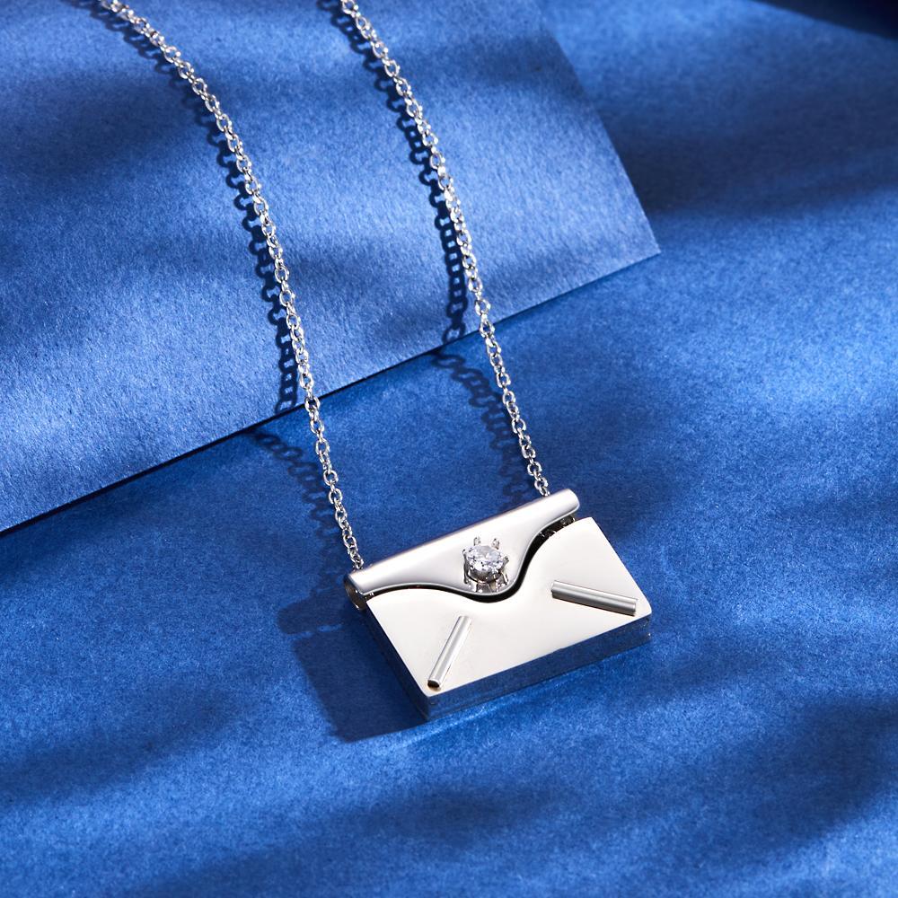 Engraved Envelope Birthstone Letter Necklace with Hidden Text Jewelry - soufeeluk