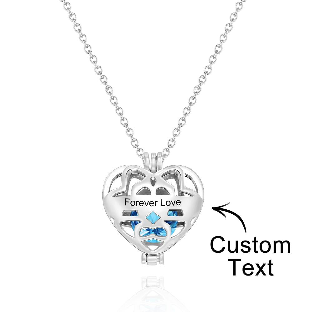 Custom Engraved Birthstone Necklace Hollow Heart-Shaped Floating Birthstone Pendant for Women - soufeeluk