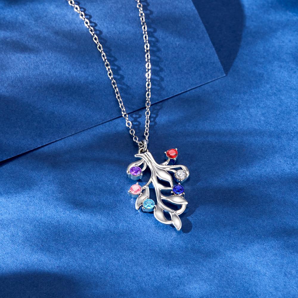 Custom Birthstone Necklace Diamond Tree Commemorate Gifts - soufeeluk