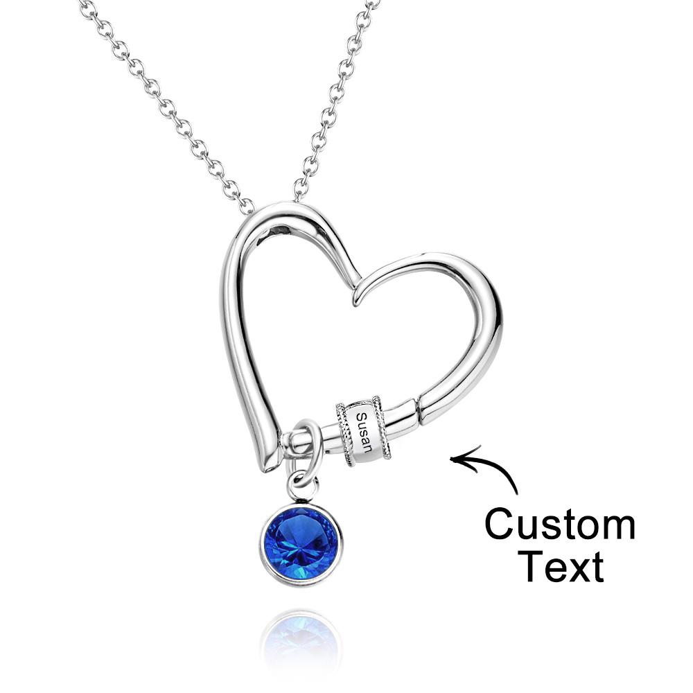 Heart Necklace with Engraved Beads Personalized Charming Necklace for Mom - soufeeluk