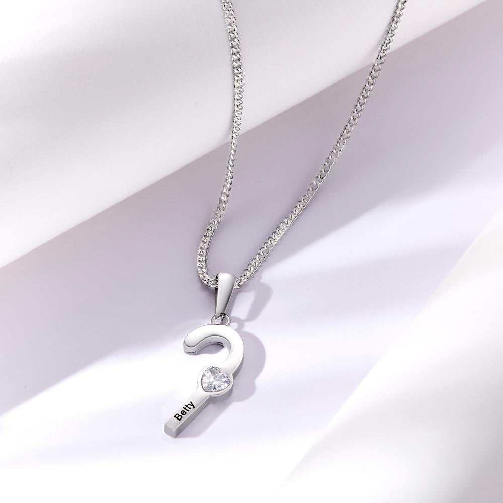 Custom Birthstone Engraved Necklace Santa's Cane Creative Gifts - soufeeluk