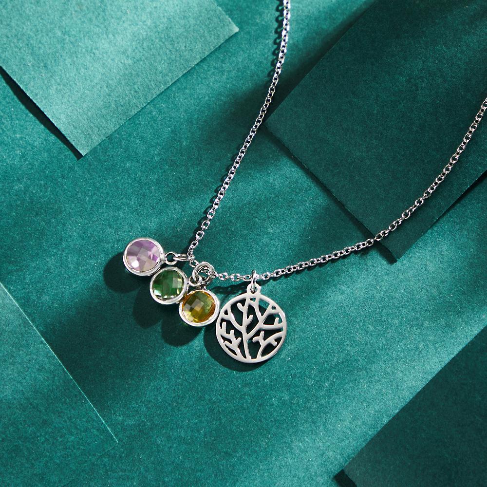 Custom Birthstone Necklace Family Tree Creative Gifts - soufeeluk