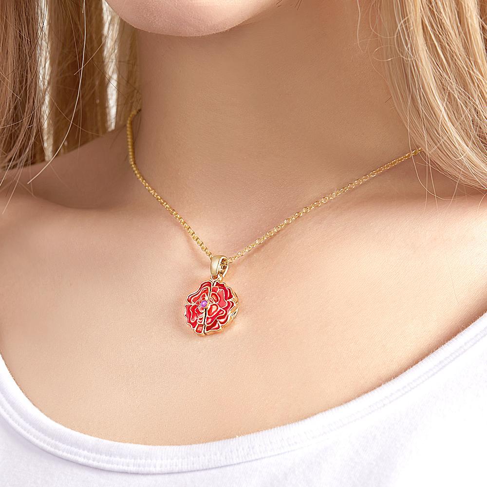 Custom Engraved Neckalce Romantic Rose Unique Gifts - soufeeluk