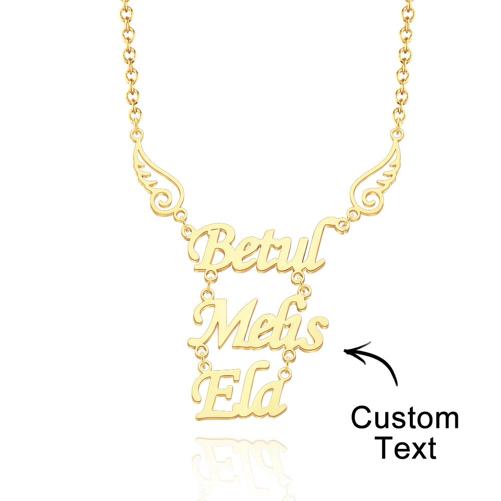 Custom Name Necklace Angel Wings Pendant Necklace Birthday Gift for Women - soufeeluk