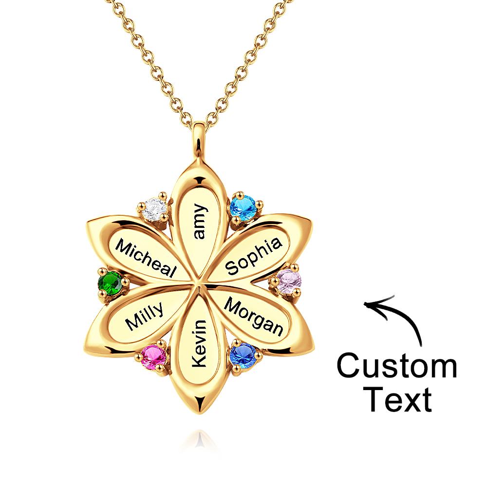 Personalised Name Flower Necklace Elegant Birthstone Pendant Necklace Jewellery Mother's Day Gifts - soufeeluk