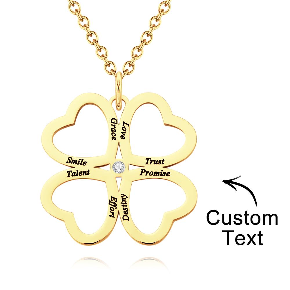 Personalized Four Leaves Clover Necklace Custom Unique Name Necklace for Her - soufeeluk