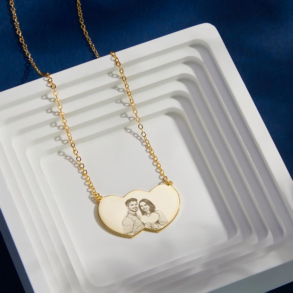 Custom Photo Necklace Close Heart Romantic Couple Gifts - soufeeluk