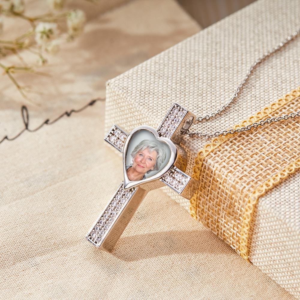 Personalised Hip Pop Necklace for Ashes of loved one with Memorial Photo and Text - soufeeluk