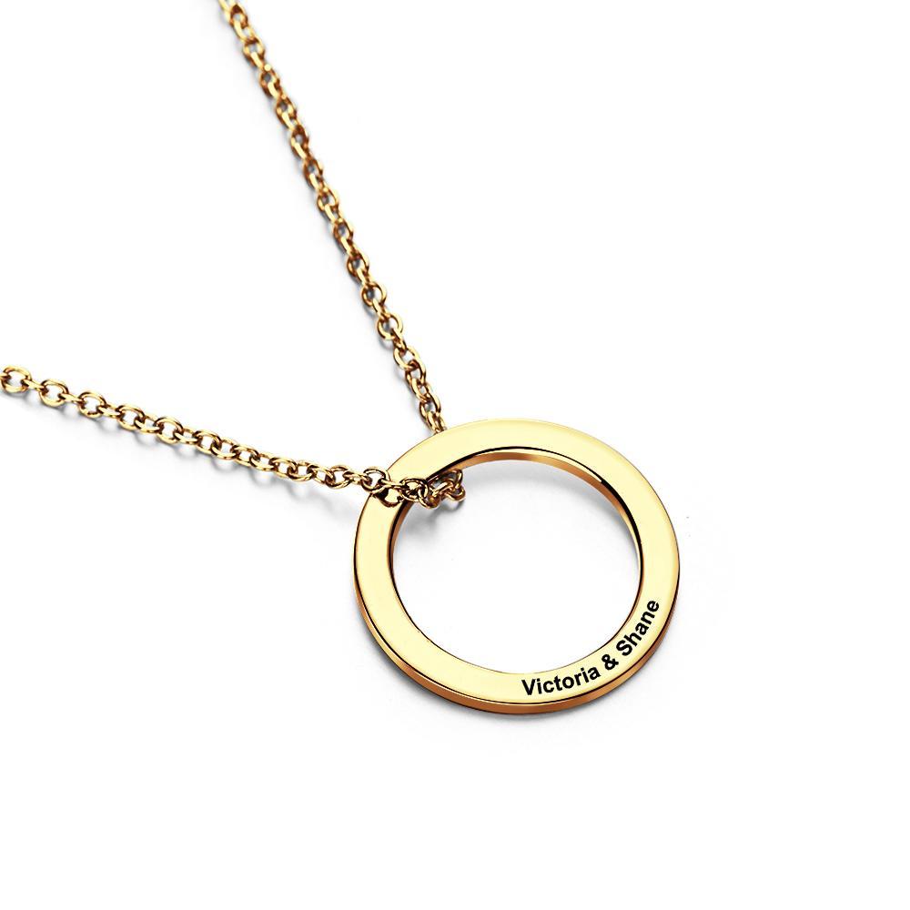 Personalised Leather Chain Necklace with Stainless Steel Circle Pendant - soufeeluk