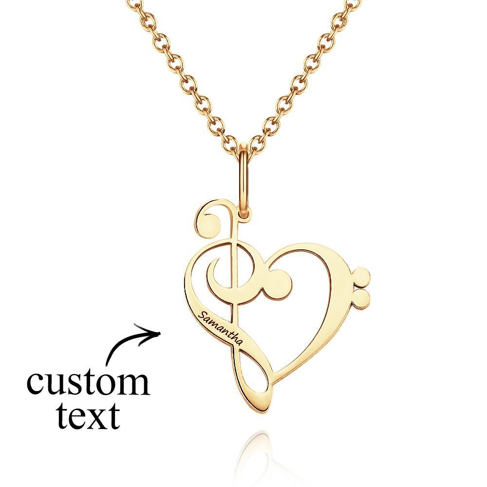 Personalized Treble Clef Bass Clef  Music Teacher Gift Engraved Necklace Music Note Appreciation Jewelry for Piano Teacher - soufeeluk