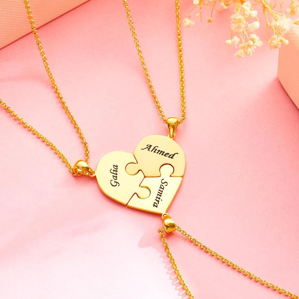 Custom Engraved Necklace Heart Shaped Puzzle Number of Options Creative Gift