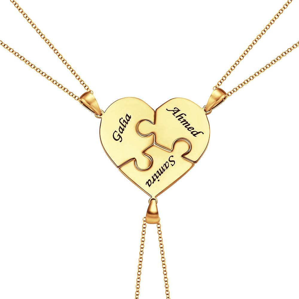 Custom Engraved Necklace Heart Shaped Puzzle Number of Options Creative Gift
