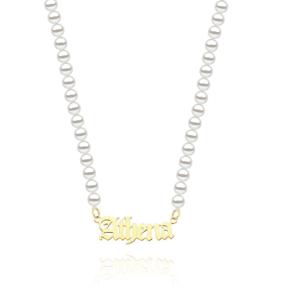 Custom Engraved Necklace Pearl Chain Exquisite Gifts
