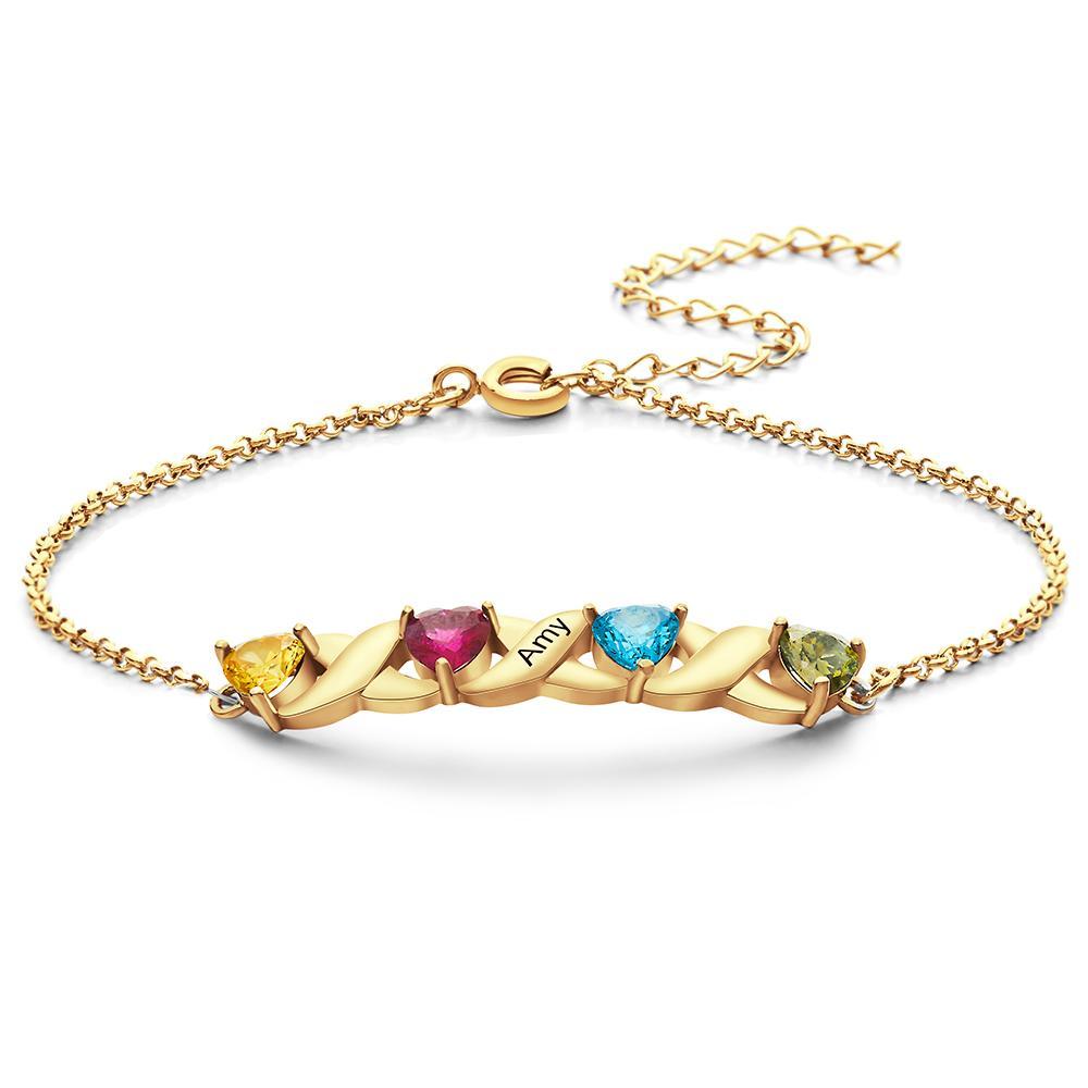 Custom Engraved Bracelet Heart-shaped Diamond Bracelet Gifts for Women