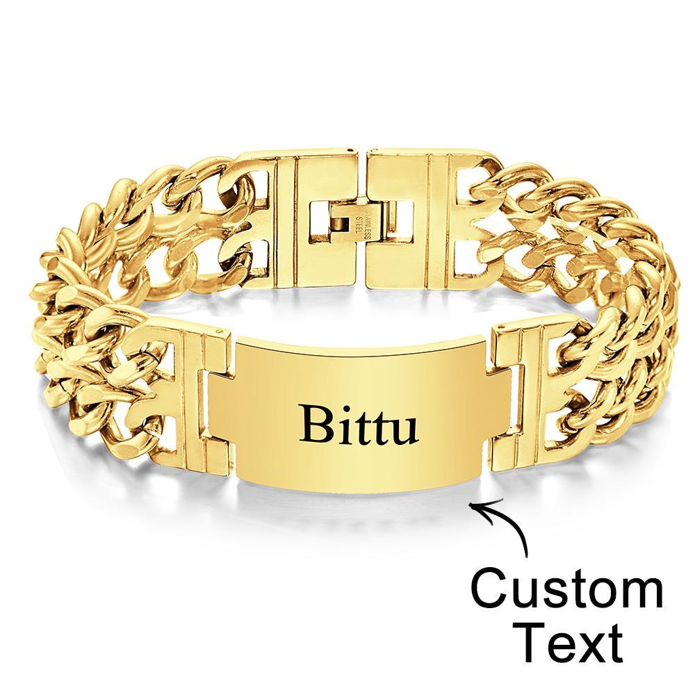 Personalised Name Wide Bracelet Engraved Fashion Bracelet Gifts For Him - soufeeluk