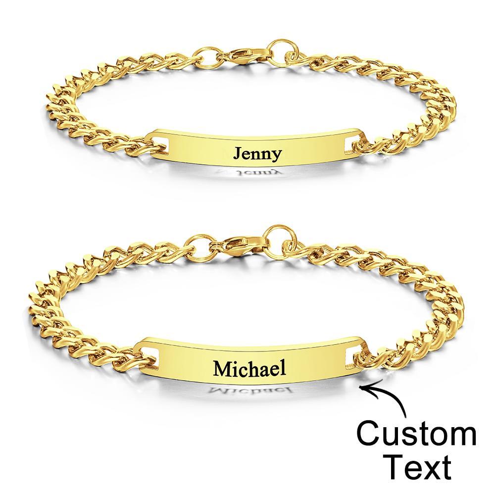Custom Engraved Bracelet Set Personalised Fashion Bracelet For Couples - soufeeluk