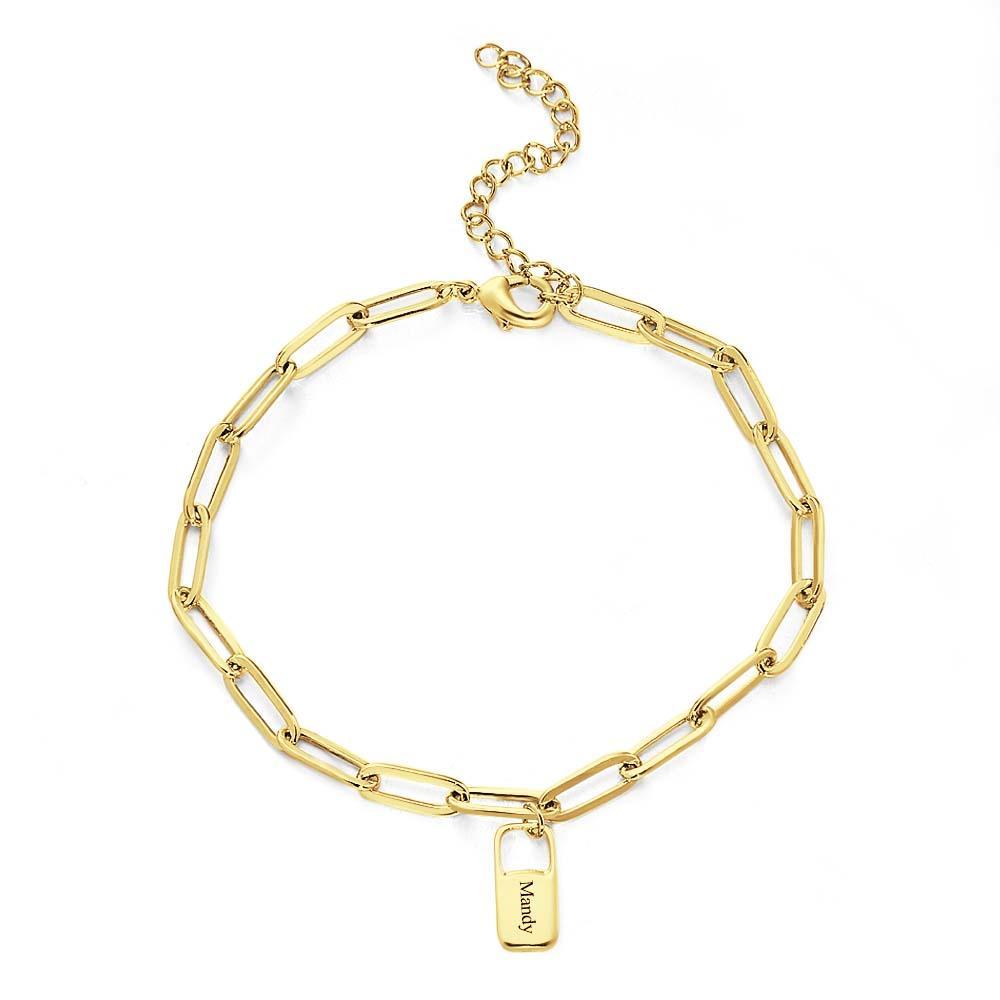 Rory Chain Link Bracelet with 1-6 Charms Custom Family Names Bracelet - soufeeluk
