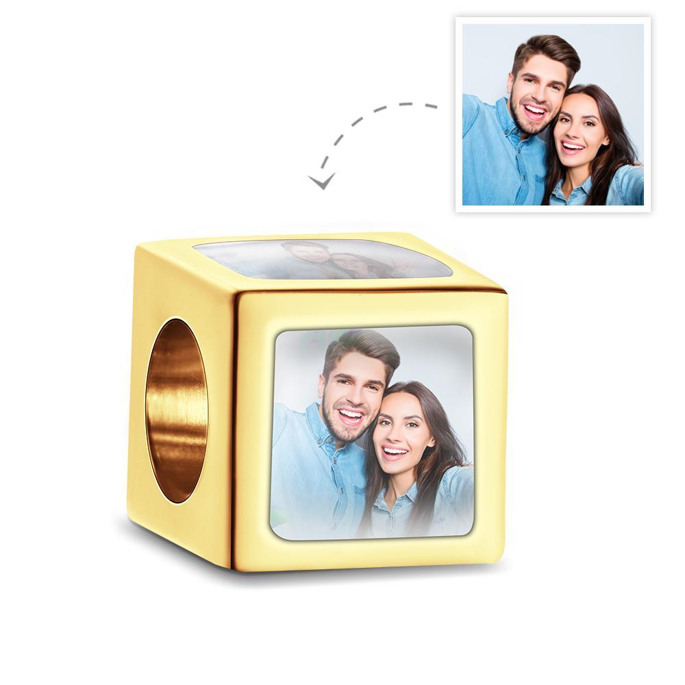 Custom Four-Sided Photo Charm Square Copper Charm Creative Gift for Women - soufeeluk