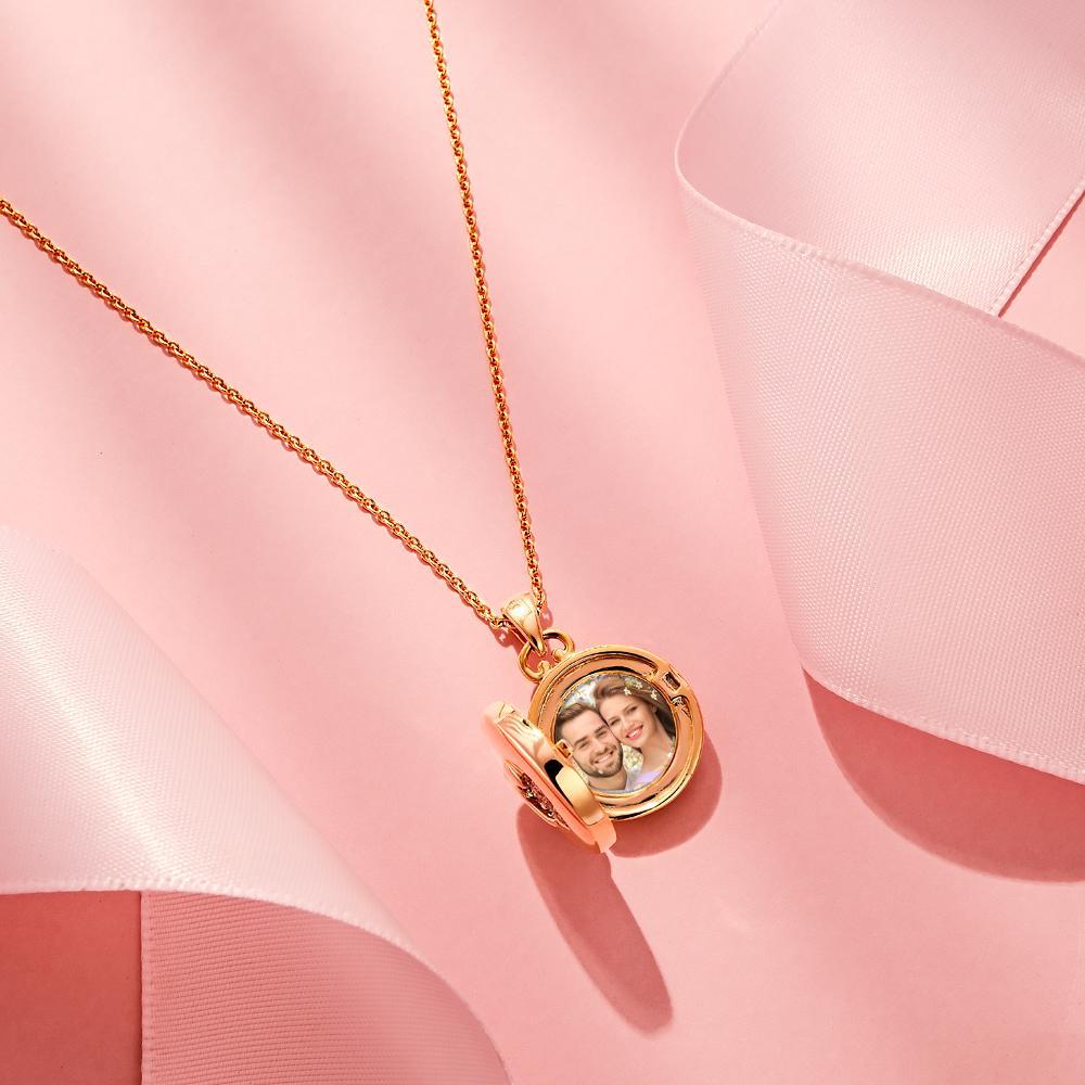 Personalised Photo Locket Necklace Elegant Birthstone Oval Shape Pendant Necklace Jewellery - soufeeluk