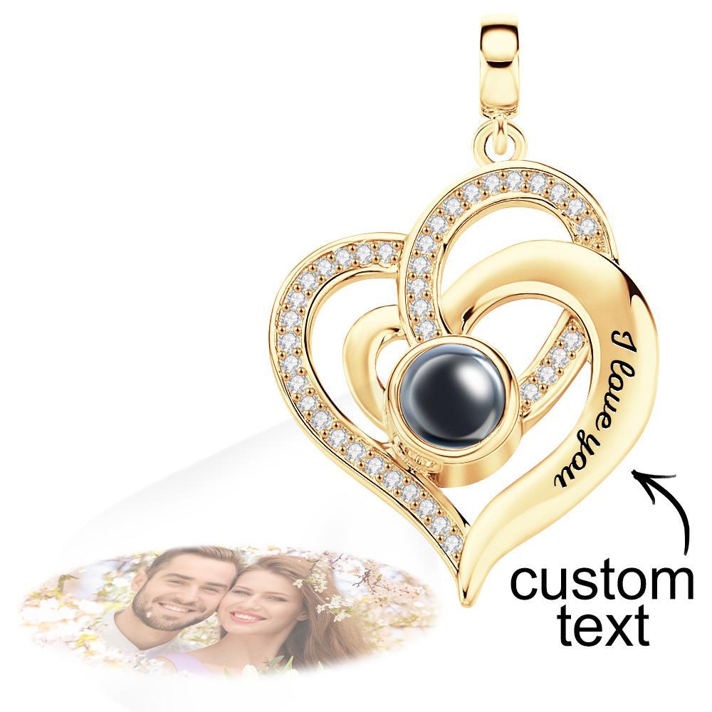 Projection Love Heart Personalised Photo Pendant Dangle Basic and Simple Charm for Bracelet - soufeeluk