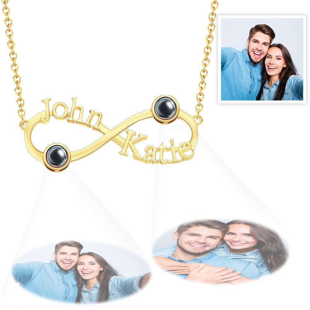 Custom Engraved Projection Necklace Infinity Symbol Commemorate Gifts - soufeeluk