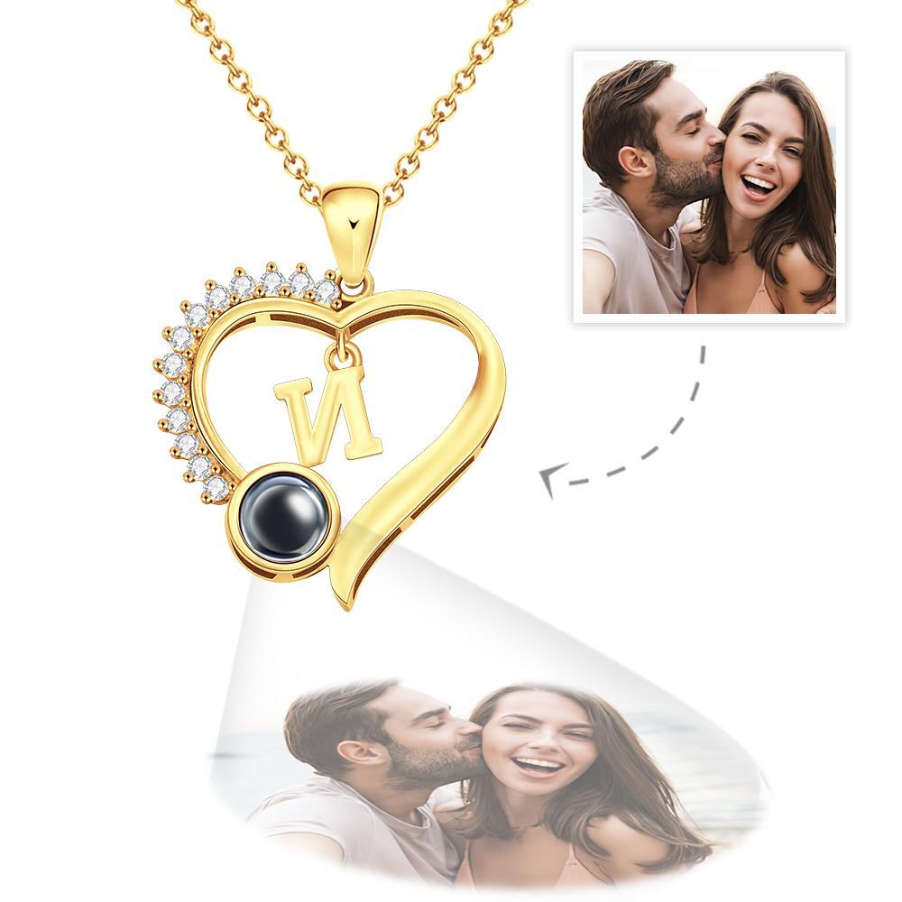 Custom Projection Necklace Custom Letter Heart-shaped Design Gifts - soufeeluk