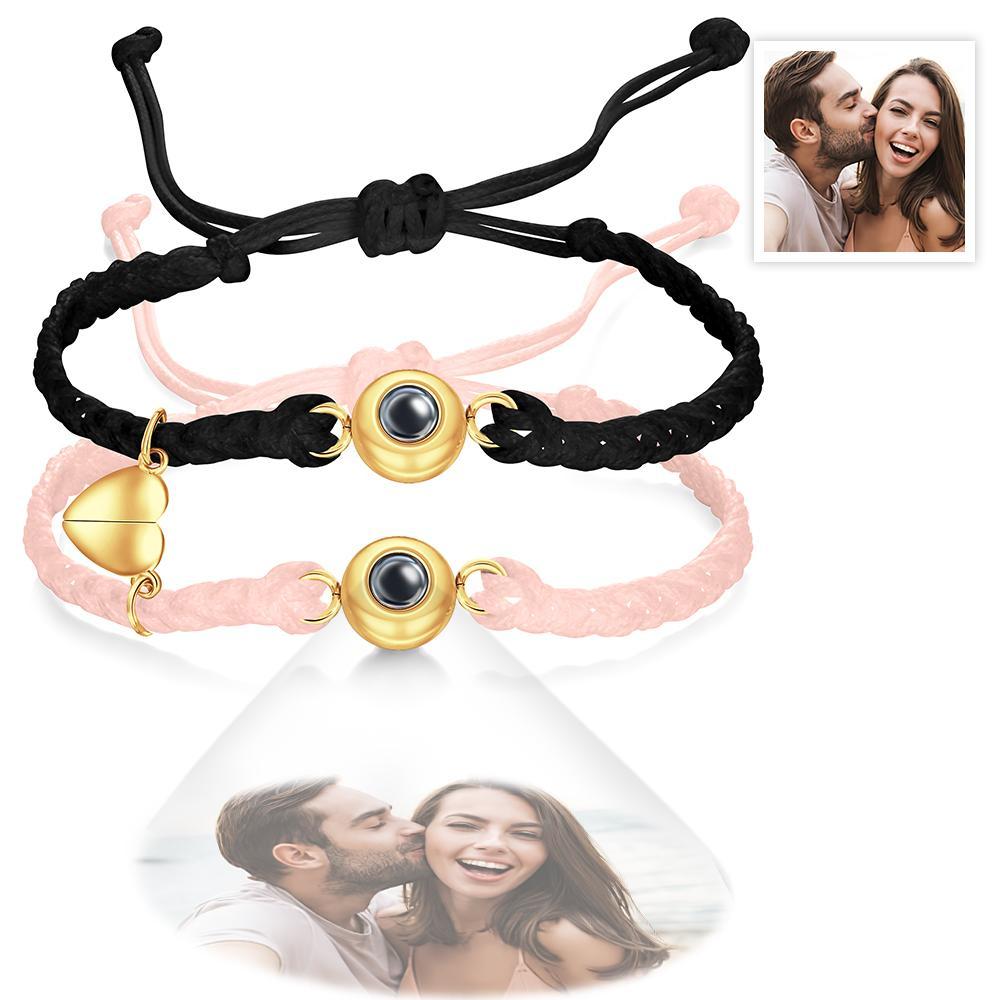 Custom Photo Projection Bracelet Woven Magnetic Bracelet Anniversary Gift - soufeeluk