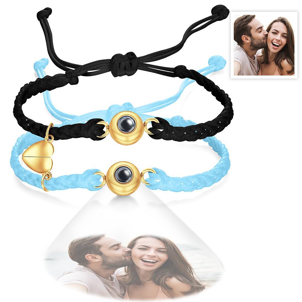 Custom Photo Projection Bracelet Woven Magnetic Bracelet Anniversary Gift - soufeeluk