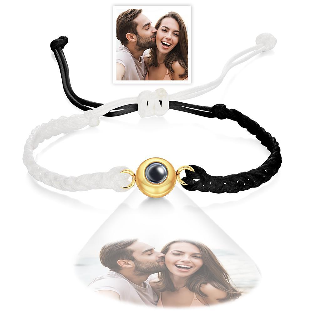 Custom Photo Projection Bracelet Black and White Colorblock Bracelet Creative Gift - soufeeluk