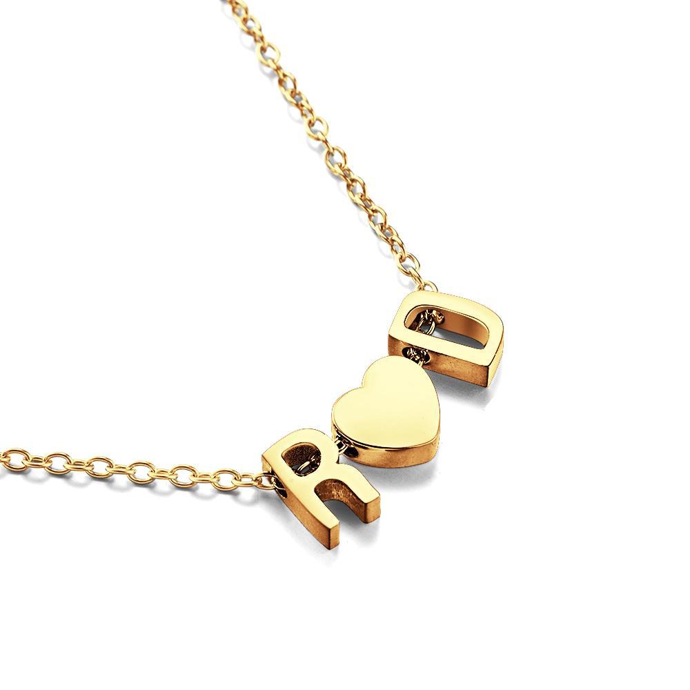 Custom Initial Necklace Personalised Couples Heart Necklace Minimalist Necklace Gold Letter Charm Birthday Gift For Her - soufeeluk