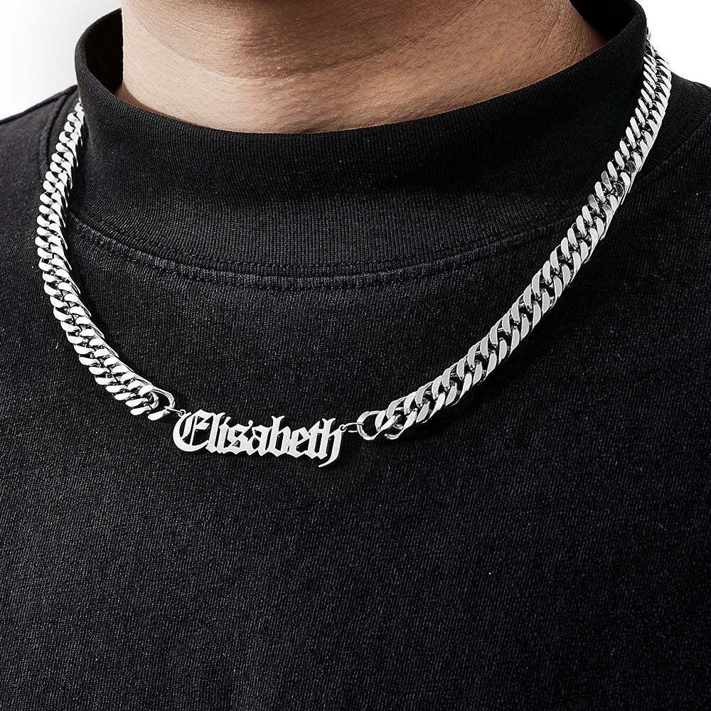 Custom 8mm Thick Cuban Chain Personalised Name Choker Gift for Women Men - soufeeluk