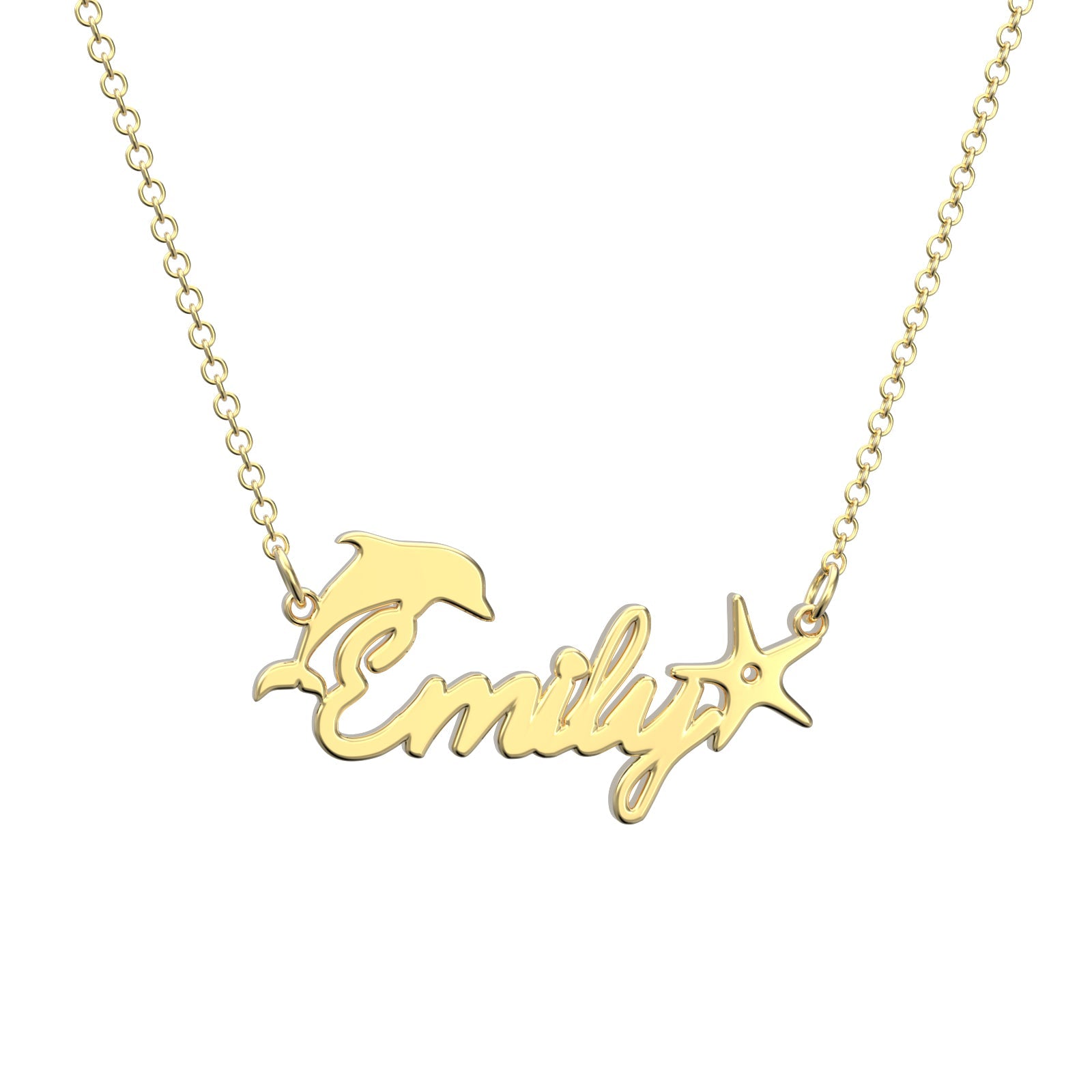 Custom Name Nacklace Dolphin and Star Necklace Gift for Little Girl - soufeeluk