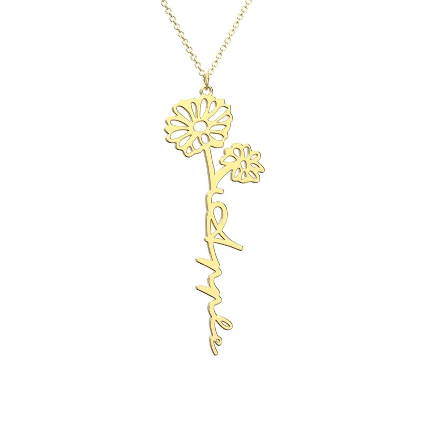 Birthflower Name Necklace Gift, Custom Name Necklace, The Best Gift For You - soufeeluk