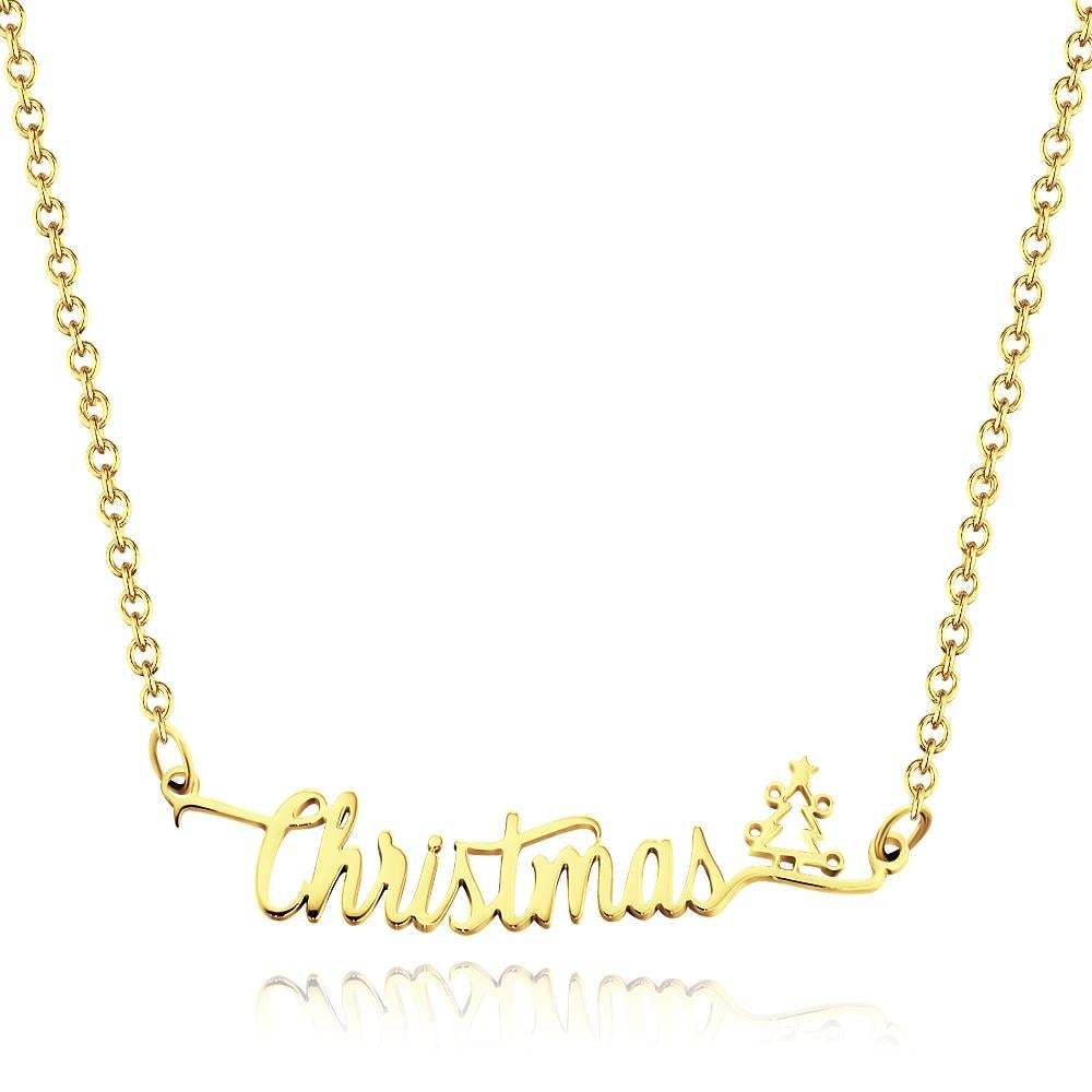 Custom Name Necklace with Christmas Tree Jewelry Gift for Christmas - soufeeluk