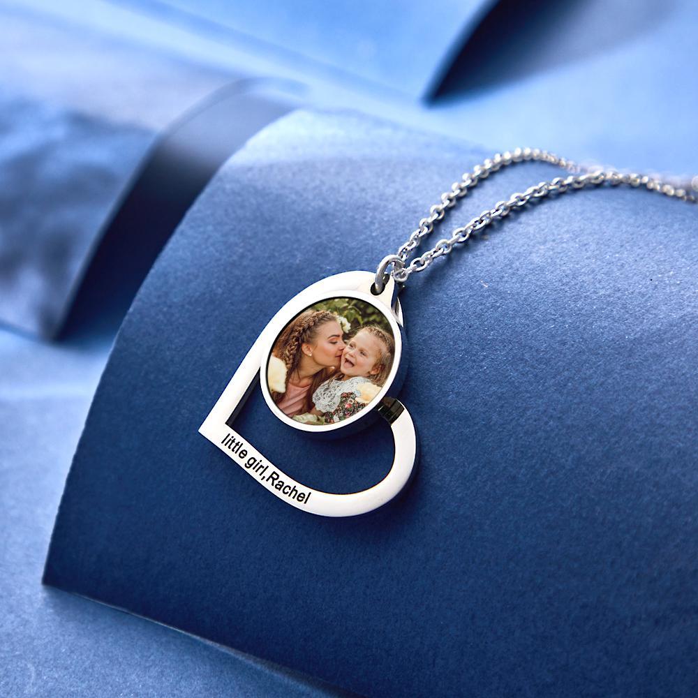 Custom Photo Engraved Necklace Heart-shaped Creative Gifts - soufeeluk