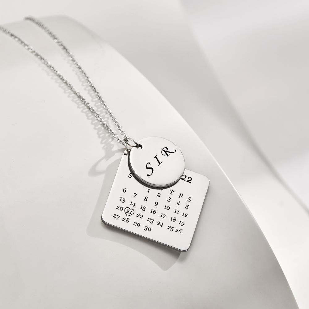 Custom Engraved Necklace Custom Date Calendar Commemorative Gifts - soufeeluk