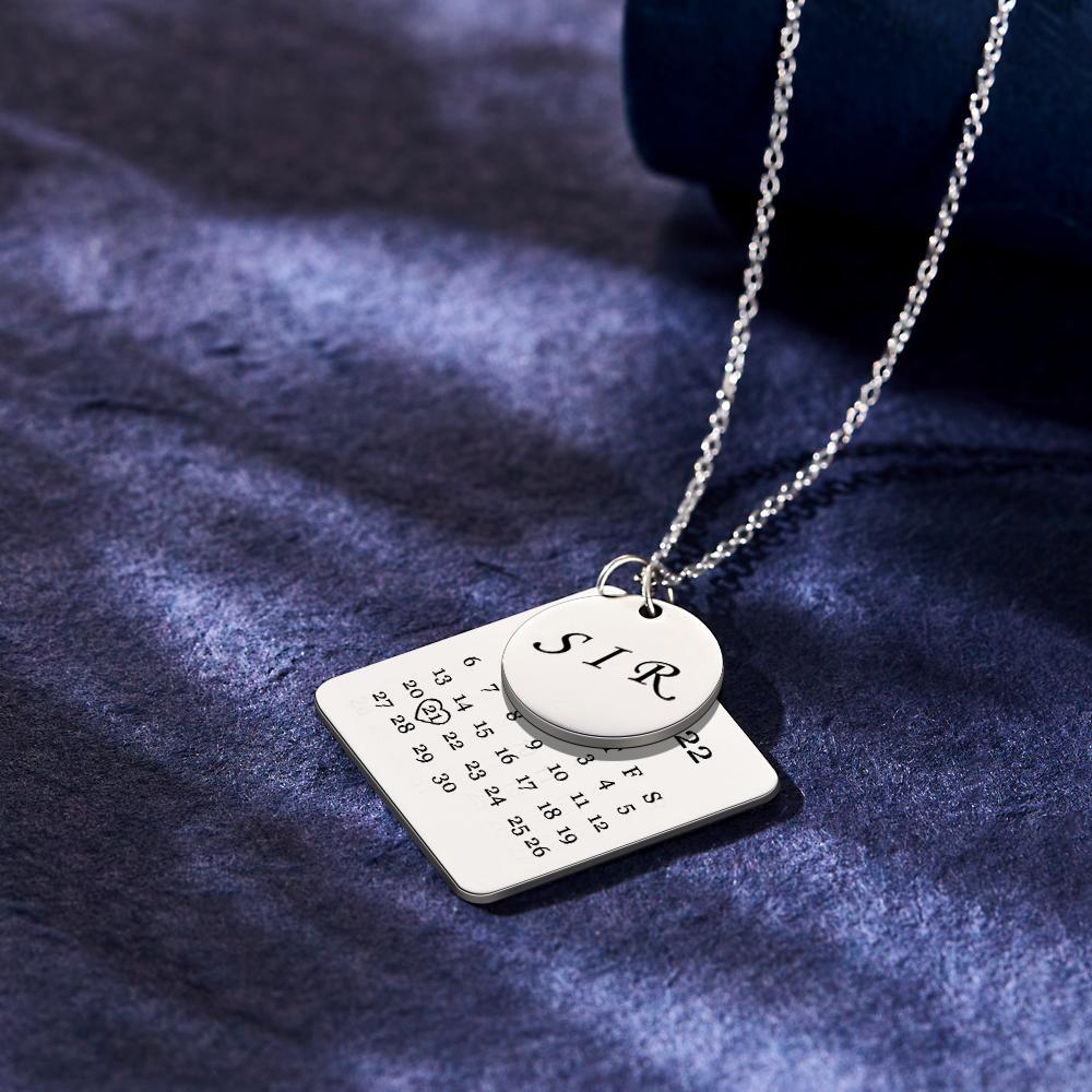 Custom Engraved Necklace Custom Date Calendar Commemorative Gifts - soufeeluk