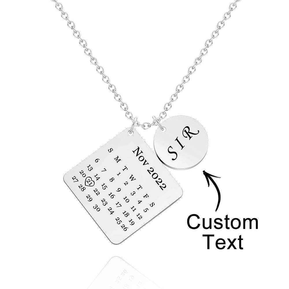 Custom Engraved Necklace Custom Date Calendar Commemorative Gifts - soufeeluk