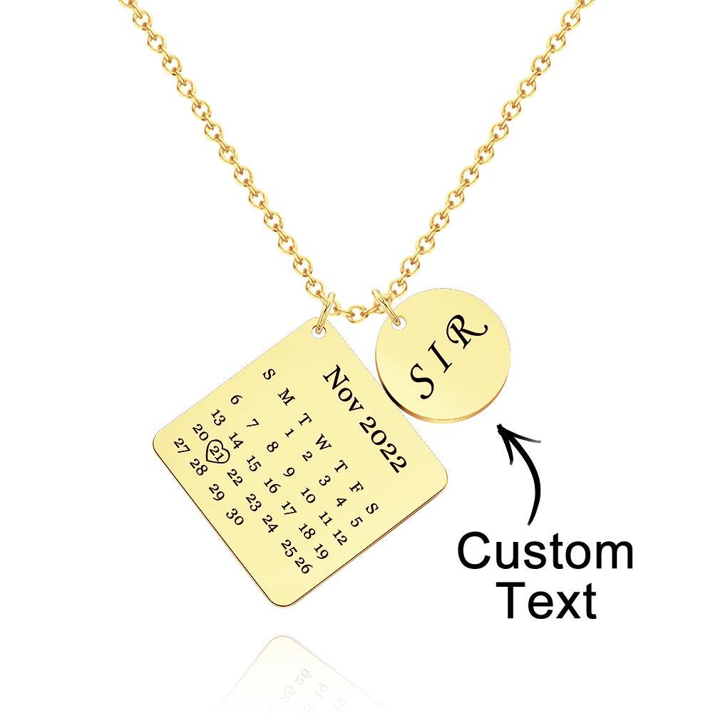 Custom Engraved Necklace Custom Date Calendar Commemorative Gifts - soufeeluk