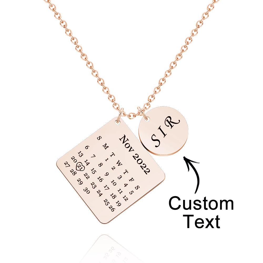 Custom Engraved Necklace Custom Date Calendar Commemorative Gifts - soufeeluk