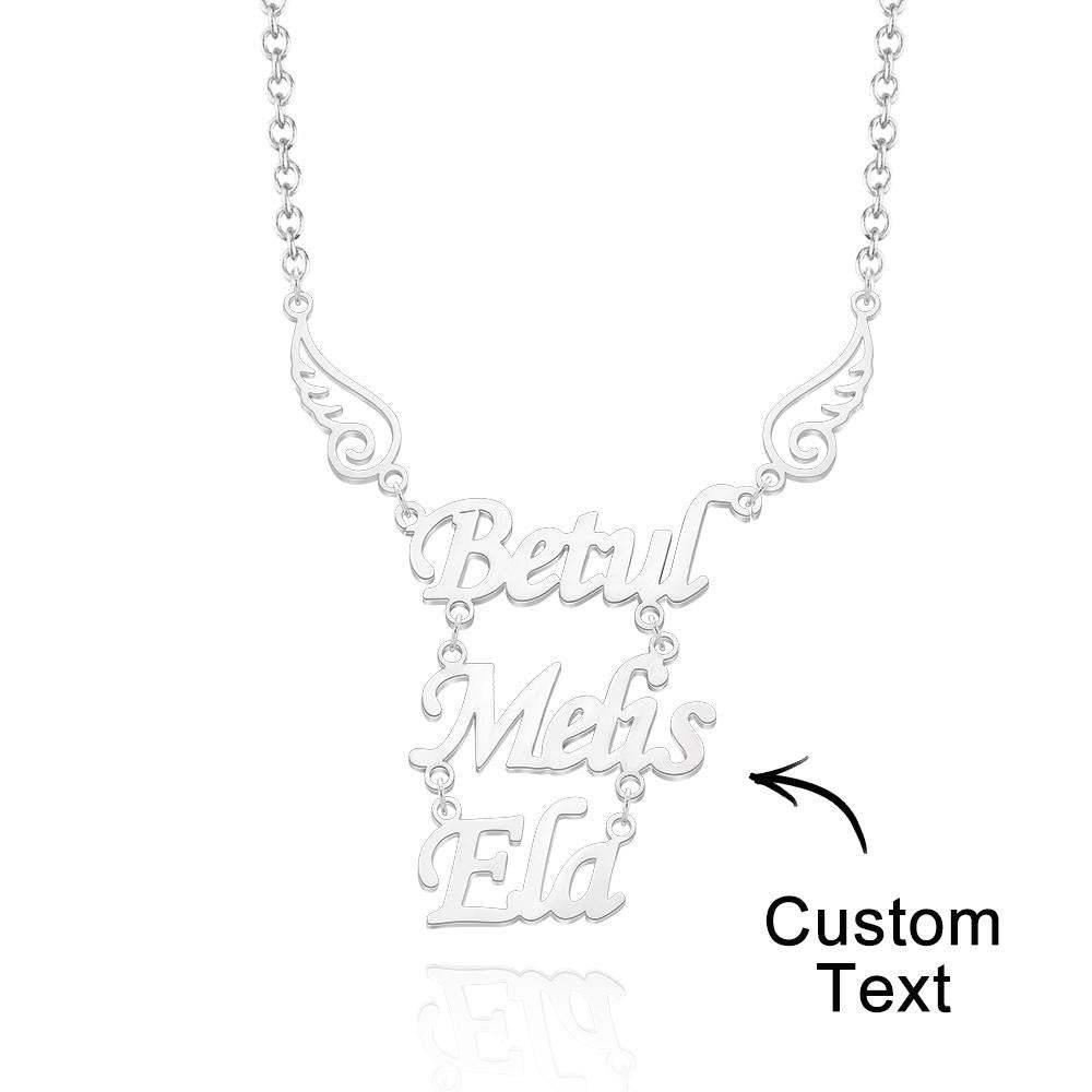Custom Name Necklace Angel Wings Pendant Necklace Birthday Gift for Women - soufeeluk