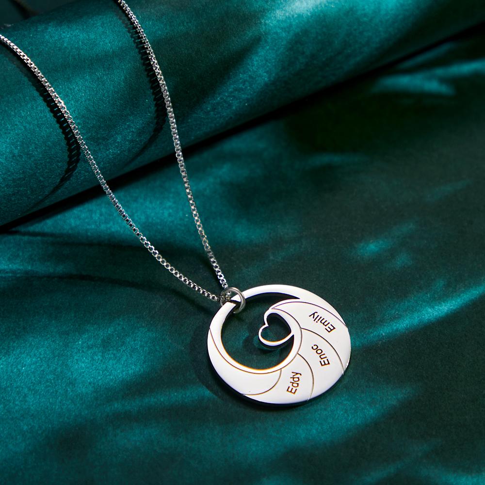 Custom Engraved Necklace Round Spiral Heart Simple Gifts - soufeeluk